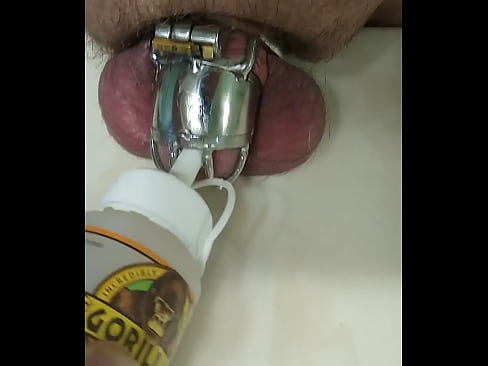 No escape now that my dick is glued to my cage