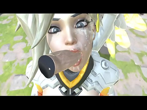 Overwatch Mercy sucks and get cum on face, real-time 3D True Facials
