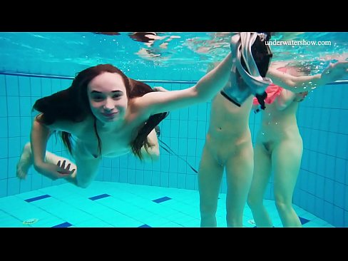 Three girls Avenna, and Marketa naked in the pool