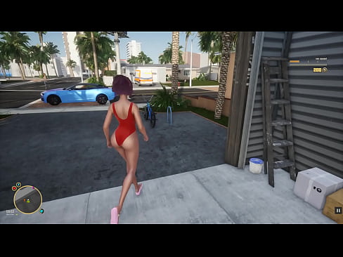 SunbayCity [3D porn game] Ep.1 Wandering around in a red one piece swimsuit