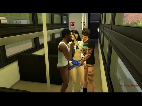 Sims 4, Japanese big boobs seduced and groped at train