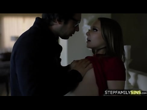 Brunette stepdaughter Laney Grey is seducing her pissed stepdad after breaking the curfew.The guy spits on her mouth then starts fucking her hard