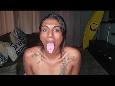 Sitting on the couch displaying my desi boobs, spit dripping down my tits as a constantly stick out my pink tongue