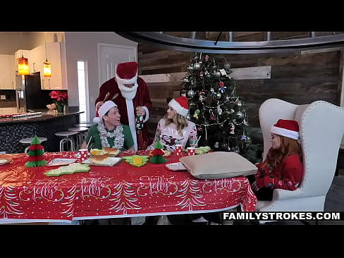 A Christmas Fam Orgy Goes Down After Presents During Dinner - FamilyStrokes