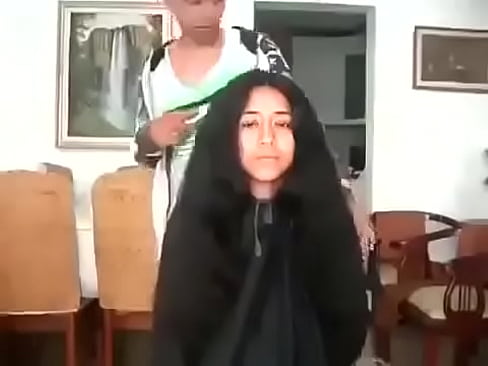 A Moroccan girl shaved her long hair