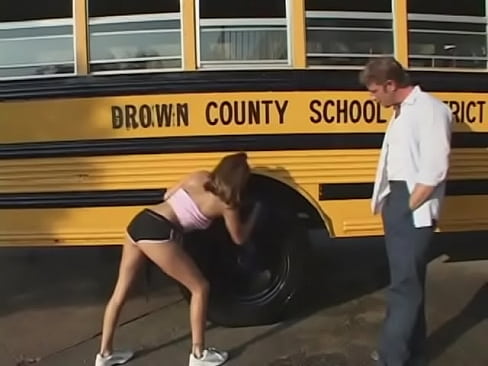 Horny teen gets her tight pussy fucked from behind on the bus