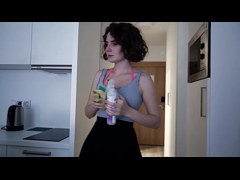 Cleaning the room naked and pov blowjob as a gift with sexy girl - sex for money  Cleaning the room naked and pov blowjob as a gift with sexy girl - sex for money