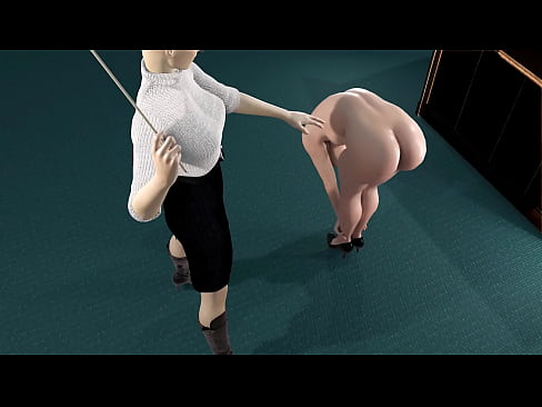 3D animation - girl gets the cane