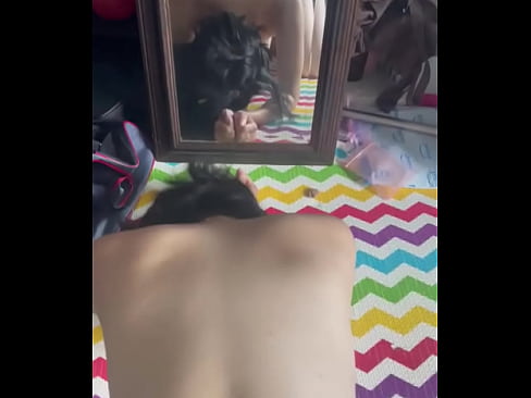 Sex in front of mirror Asian milf