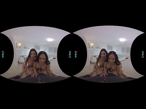 Your stepsisters caught you masturbating and want to help you finish in virtual reality!
