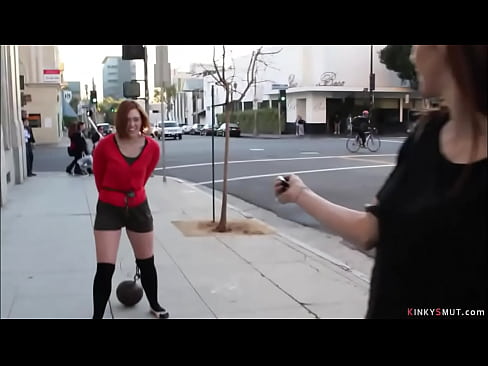 Mistress Princess Donna Dolore and big cock Astral Dust are anal fuck and vibrate and humiliate slave Jodi Taylor in public place