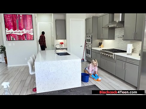 Petite teen housekeeper fucked by disappointed black boss