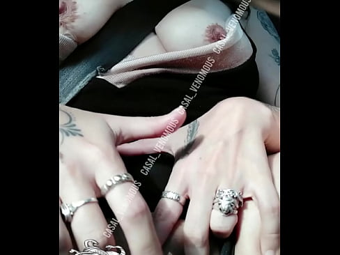 Hotwife showing tits in public in the car