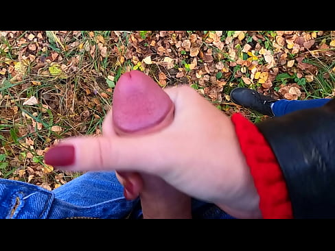 Outddor handjob by hot girl in park! Almost Caught while masturbate