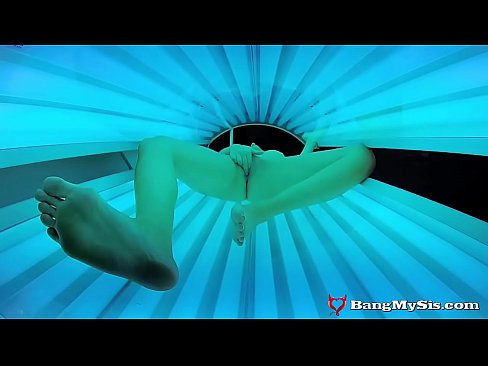StepBrother Catches Hot Stepsis Masturbating On The Tanning Bed