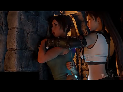 Lara Croft is caught by Tifa