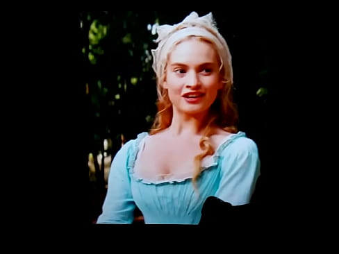 Lily James Cinderella cumshot on mouth and beautiful tits