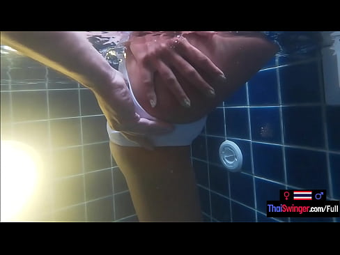 Thai teen girlfriend worked boyfriends big dick inside the private pool