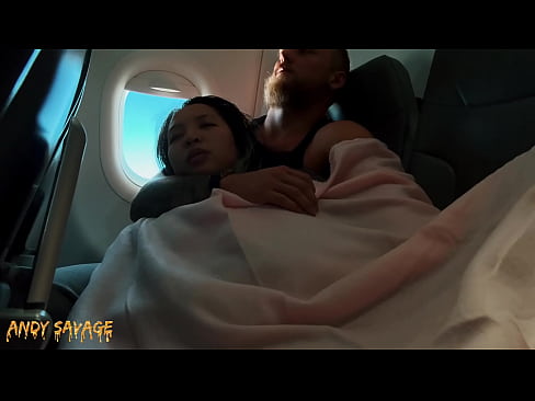 PUBLIC fingering asian on an airplane MILE HIGH CLUB