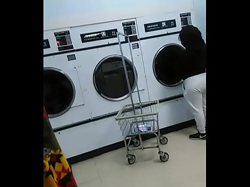 Lady keeps looking at dick in laundromat