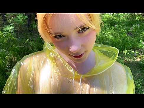 Pvc raincoat fetish girl blowjob