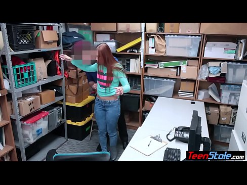 Red head czech migrant young shoplifter banged by a security guard