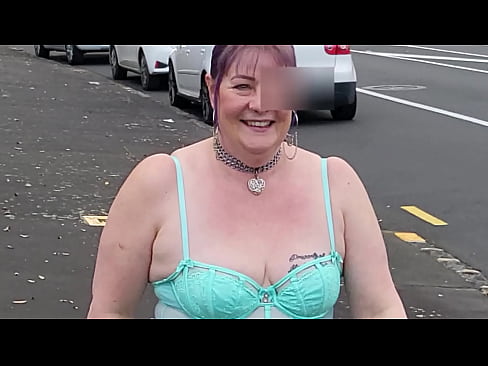 NZ trashy MILF Public Display at shopping centre and on a busy city road