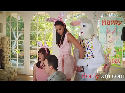 Stepbrother fucks teen stepsister dressed in a bunny costume