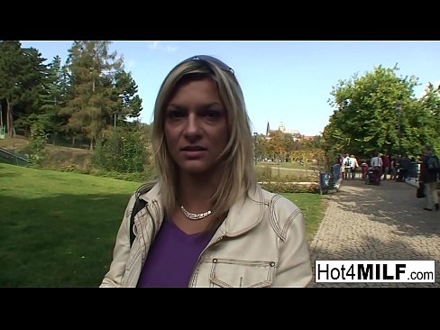 Hot blonde MILF has a threesome at the park and takes a big dick  Hot blonde MILF has a threesome at the park and takes a big dick