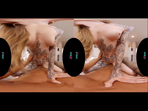 Tattooed blonde babe takes your cock deep in virtual reality