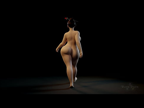 Sexy walking overwatch girl with wide hips and big breasts
