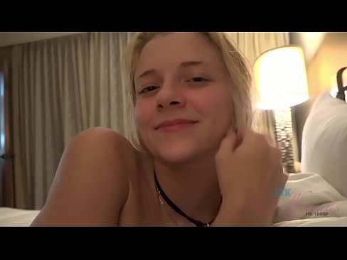 POV sex with super hot amateur blonde, fucking in hotel room and came on her pussy