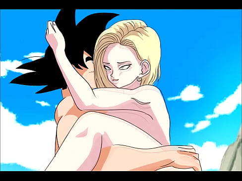 Dragon ball hentai, Number 18 fucks hard with Goku while he asks to be hit harder, blonde android with big ass hentai animation 2d