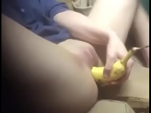Girl masturbates in front of me with banana