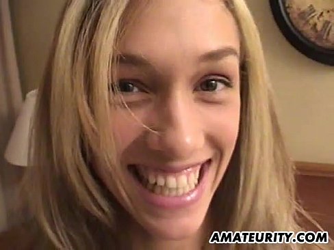 Hot blonde amateur GF sucks dick with facial