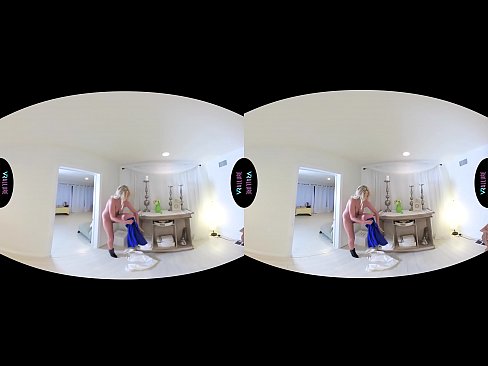 Busty blonde masseuse shows you how she will ride your cock in virtual reality
