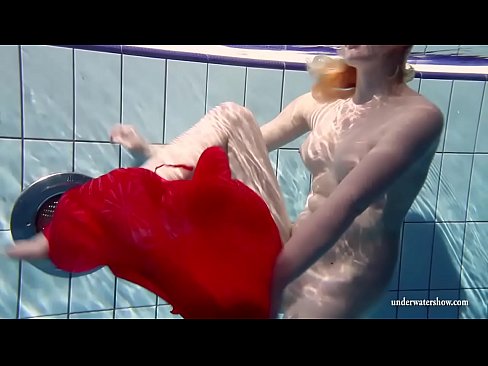 Swimming pool 18yo babe Lucie stripping and getting horny