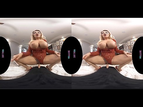 Stunning MILF with huge tits fucks her toys in virtual reality