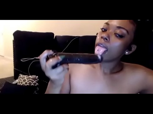 Hot Ebony Girl Sucking a Dildo