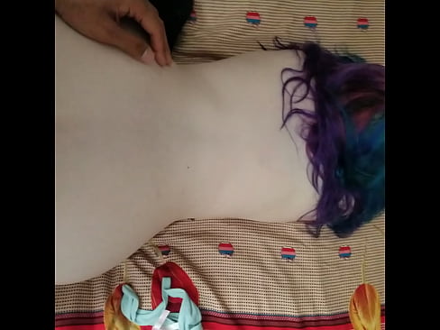 Petite colored hair Gothic teen girlfriend fucking, cumming and moaning heavy
