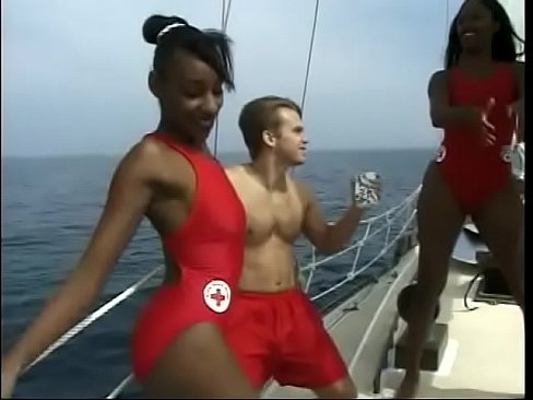 Gorgeous black slut gets good pussy fucking by white cock on the yacht