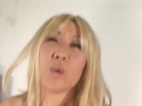 Blonde Asian floozie bounces on white studs hard thick cock with her tight twat