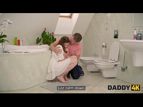 DADDY4K. Horny Daddy fucked a girl with claustrophobia in a bathroom. Hot video with Maya