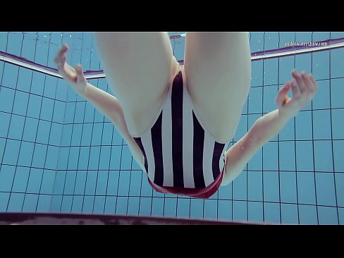 Swimming pool naked action with Nastya