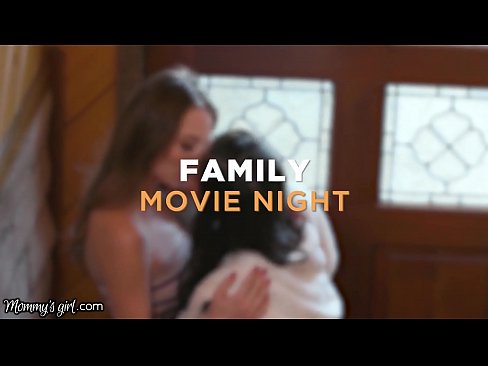 Step-Family 3-Way Movie Night With Her Girlfriend