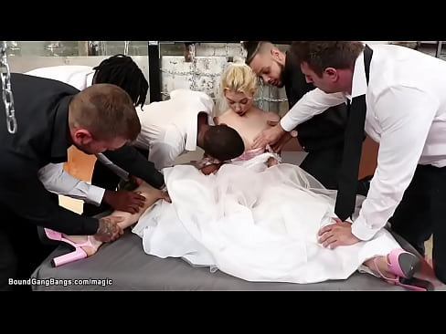 Pale blonde bride bound and fucked