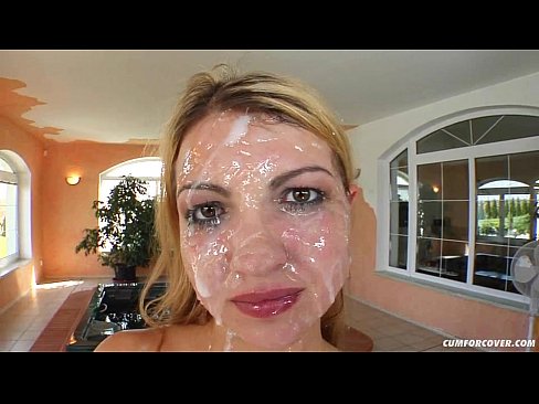 Michaela - Cum For Cover blowbang bukkake scene with many facials