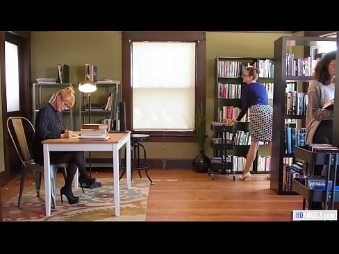 Hot Librarians Having Under Desk Session Then Bookworm Joins