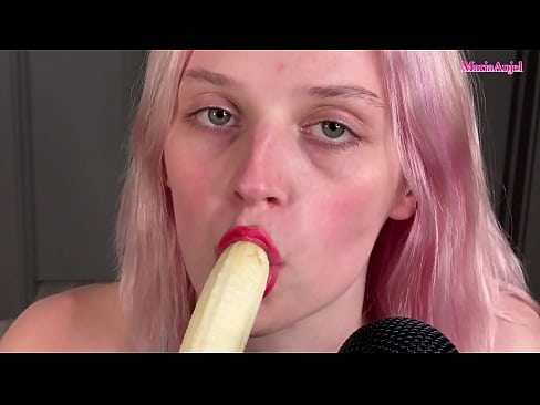 Girls sucks and licks Banana's