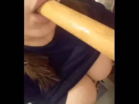 18 YO Slut Sucks Wooden Toy